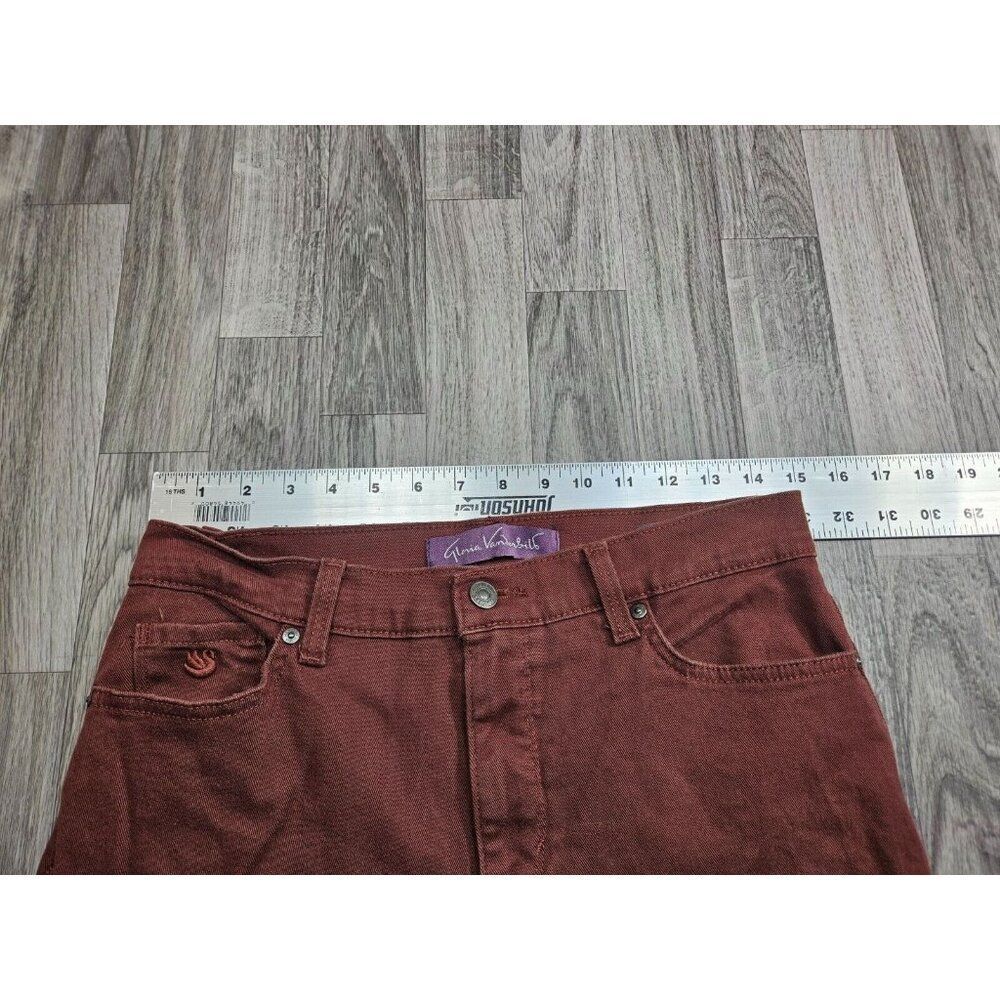 Gloria Vanderbilt Size 8 Short Amanda Straight Leg Red Burgundy Jeans - Picture 9 of 13